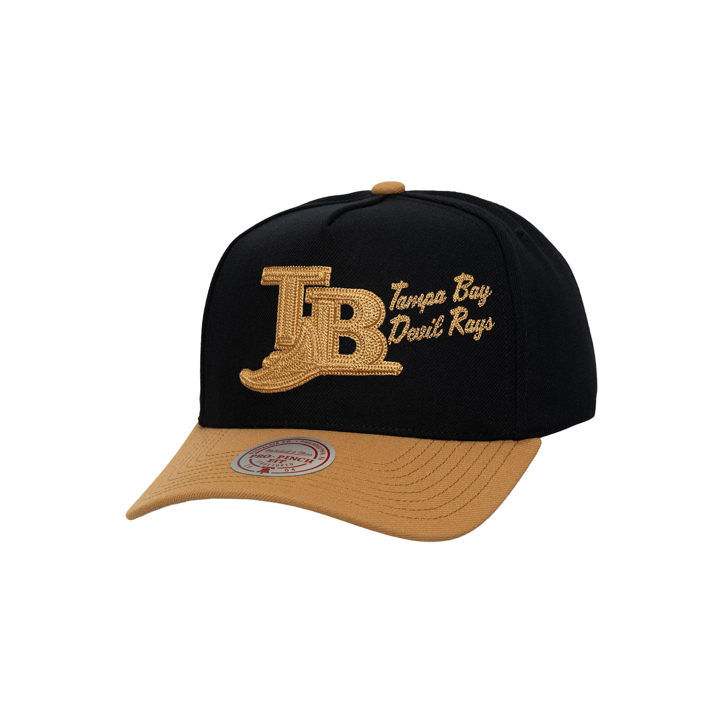 Mitchell & Ness Tampa Bay Rays Side Script Snapback Hat - Black - BLACK